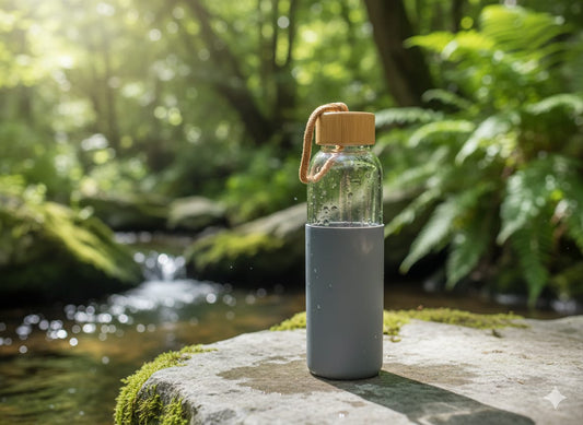 Glass Bottle Grey with Wood Cap(500ml)