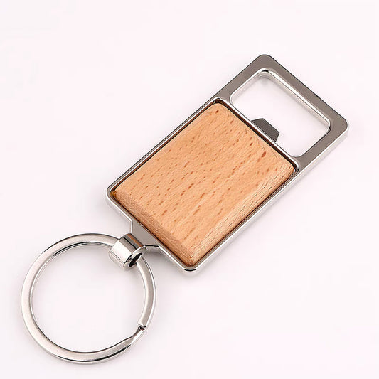 Wood and Silver Border Bottle Opener