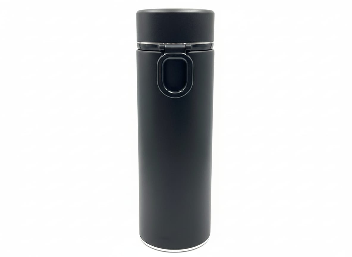 Black insulated vacuum flask